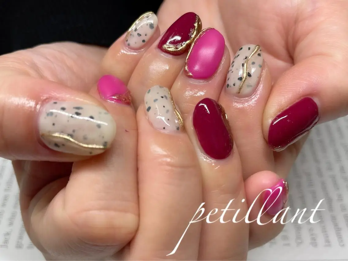 ネイル アートネイル ピンク nail salon petillantのネイルデザイン