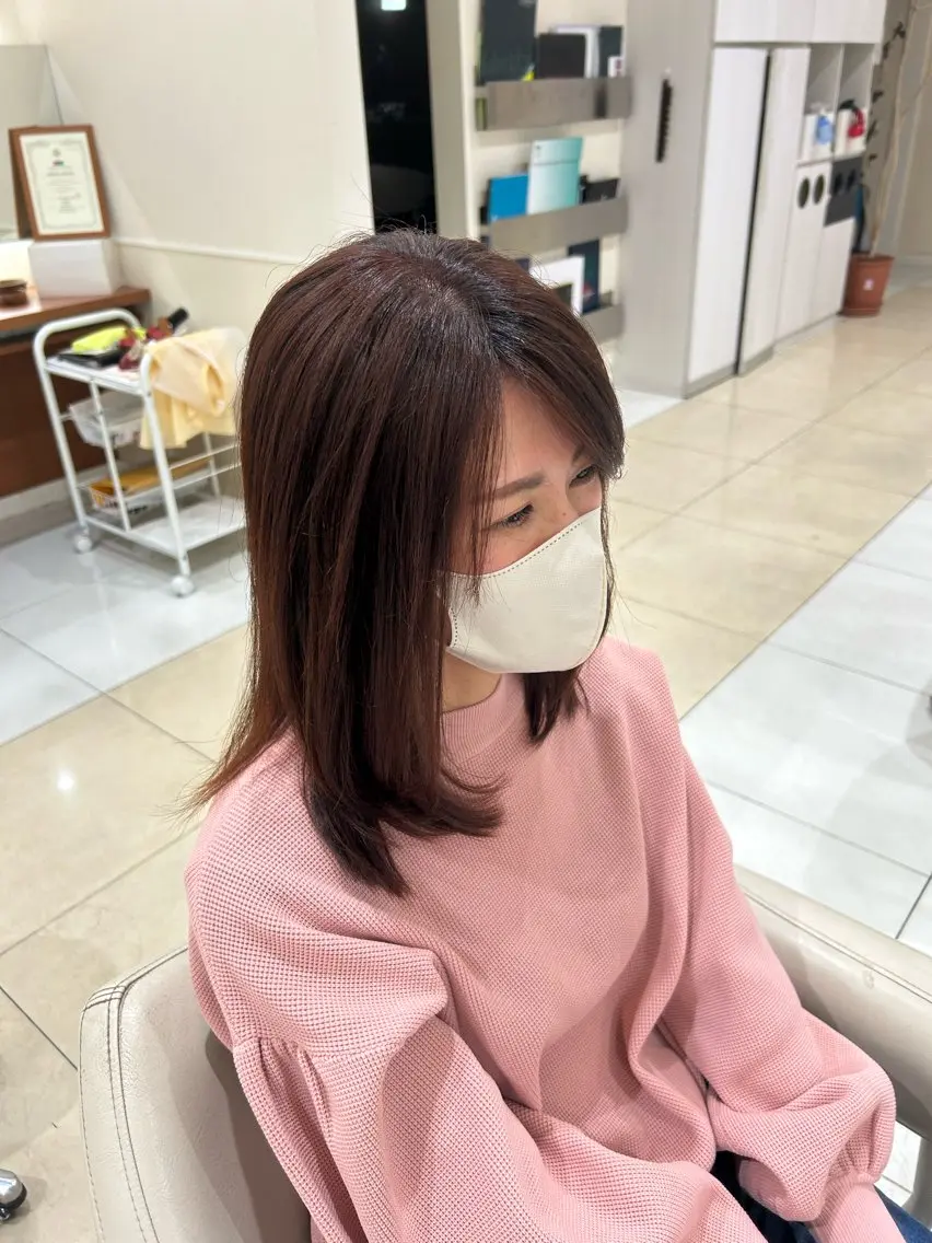 セミロング 顔まわりレイヤー レイヤーカット ラブーケ大垣店 石動のヘアスタイル