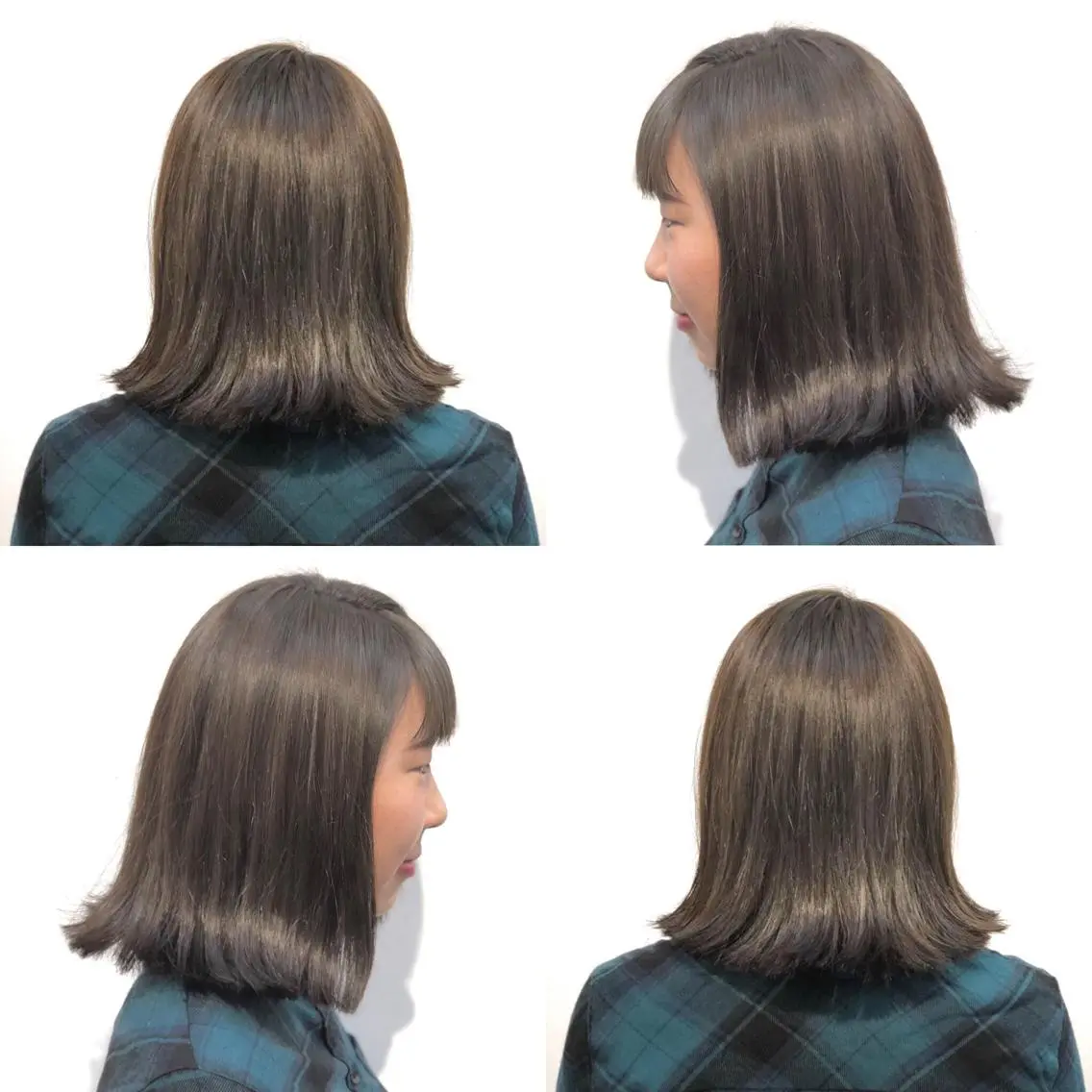 ミディアム カラー ヘアアレンジ 切りっぱなしボブ ブルーカラー イルミナカラー ボブ 外ハネヘア 高橋胡桃🪽 ディレクターのヘアスタイル