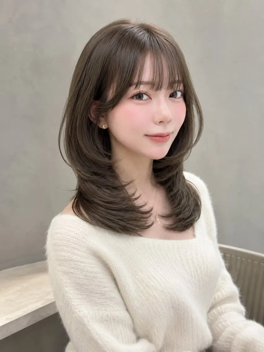 ミディアム カット ヘアカラー トリートメント 🦋韓国風レイヤー/ 艶髪矯正🦋凛太郎のヘアスタイル