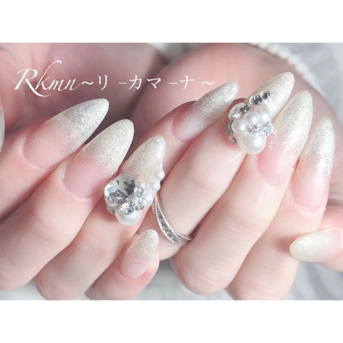 ネイル アートネイル フレンチネイル ジェルネイル グラデーション ラメ(グリッター) ハンドネイル フットネイル ハンドケア Rkmn ~リ-カマ-ナ~のネイルデザイン