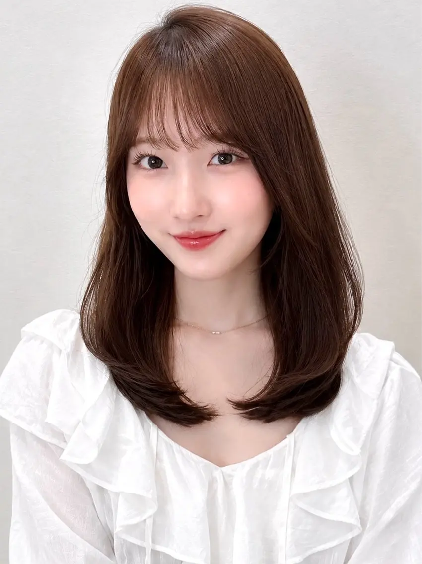 セミロング カラー パーマ kazuki【顔周り ×レイヤーカット】のヘアスタイル