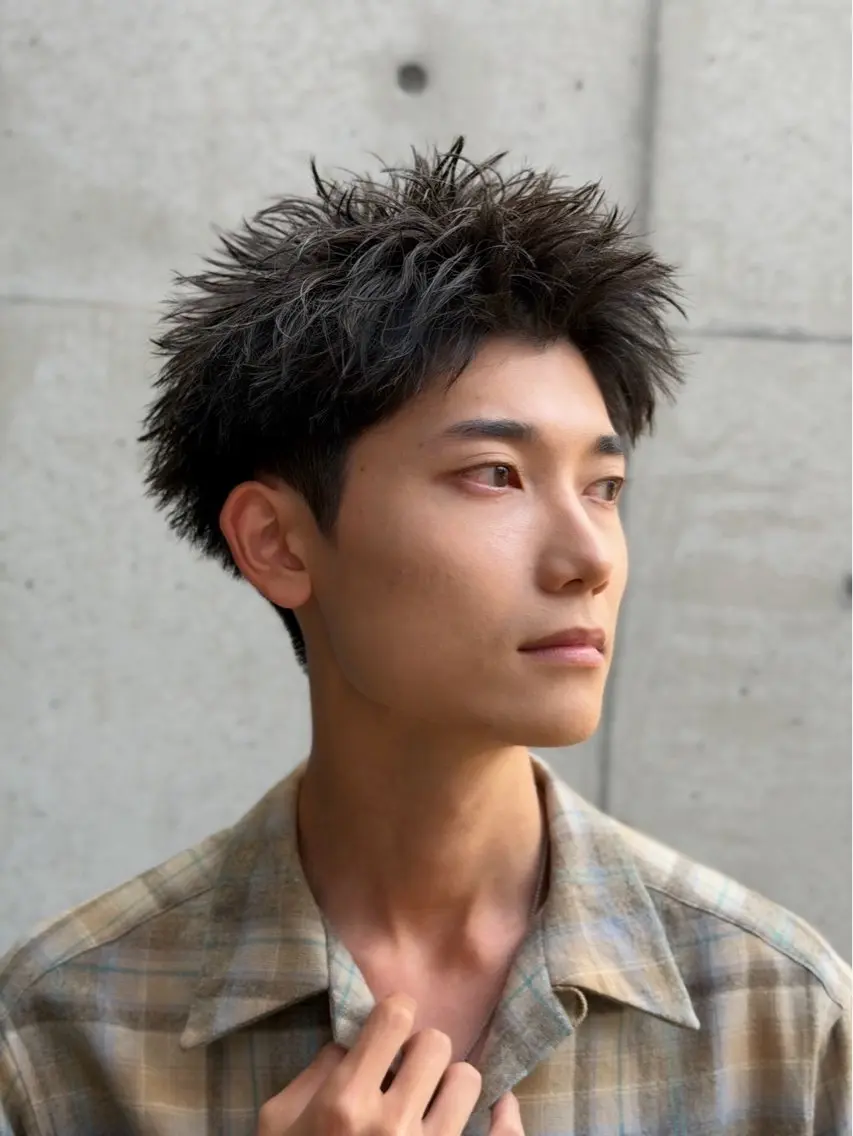 ショート カラー パーマ メンズ特化/ツイスパ /波巻き/松本真生のヘアスタイル