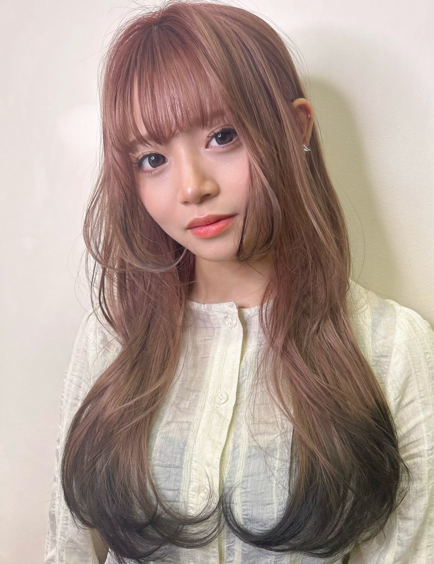 ロング カラー ベージュカラー ブリーチ ピンクカラー ピンクベージュ 平田 一成のヘアスタイル
