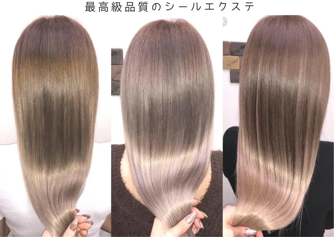セミロング アッシュ ヘアカラー トリートメント エクステ ENA💗NEXT /ハイトーンエクステのヘアスタイル