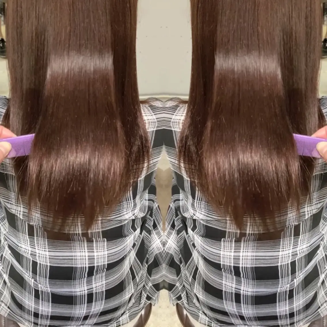セミロング カット 縮毛矯正 トリートメント 新井 広樹のヘアスタイル