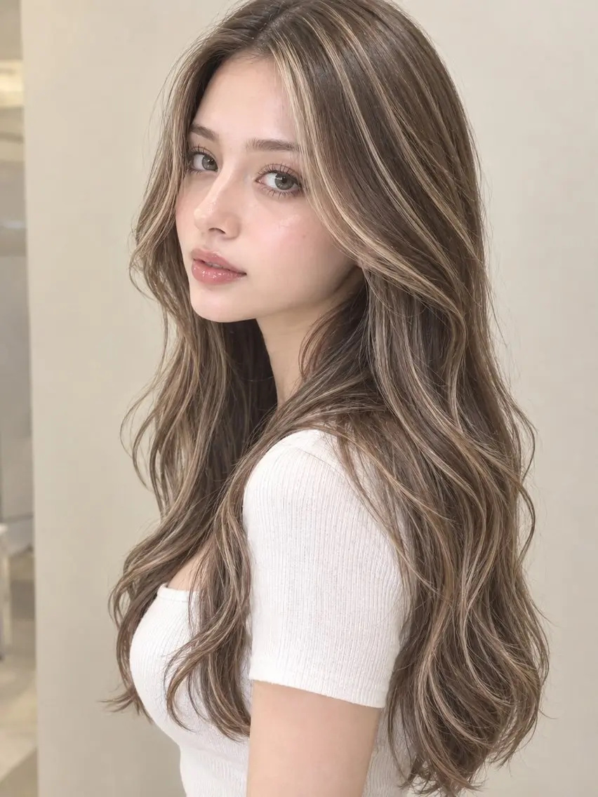 ロング カラー ヘアカラー ハイライトナチュラル /海外風/ワカナ🌺のヘアスタイル