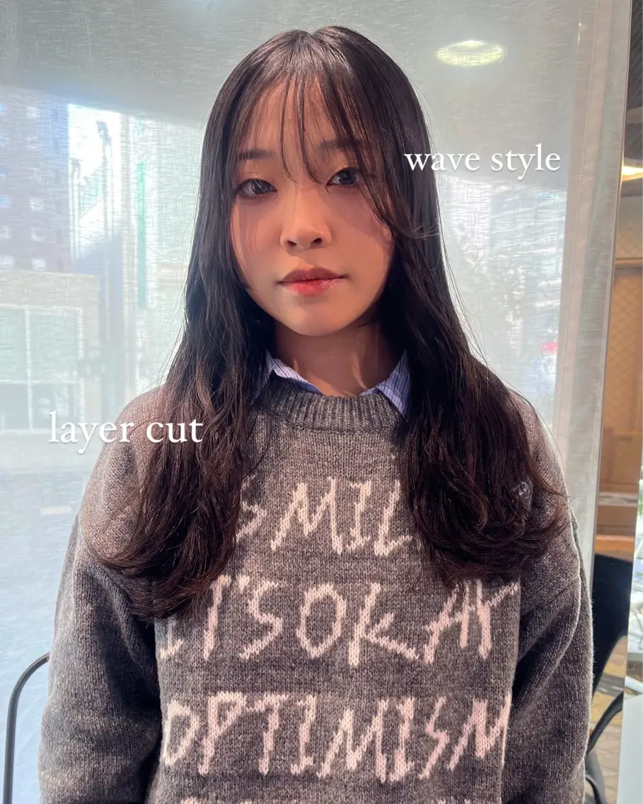 ロング ボブ 伸ばしかけ ハッシュカット 韓国風ヘア レイヤーカット 韓国×ワンホン 🩶🎀honokaのヘアスタイル