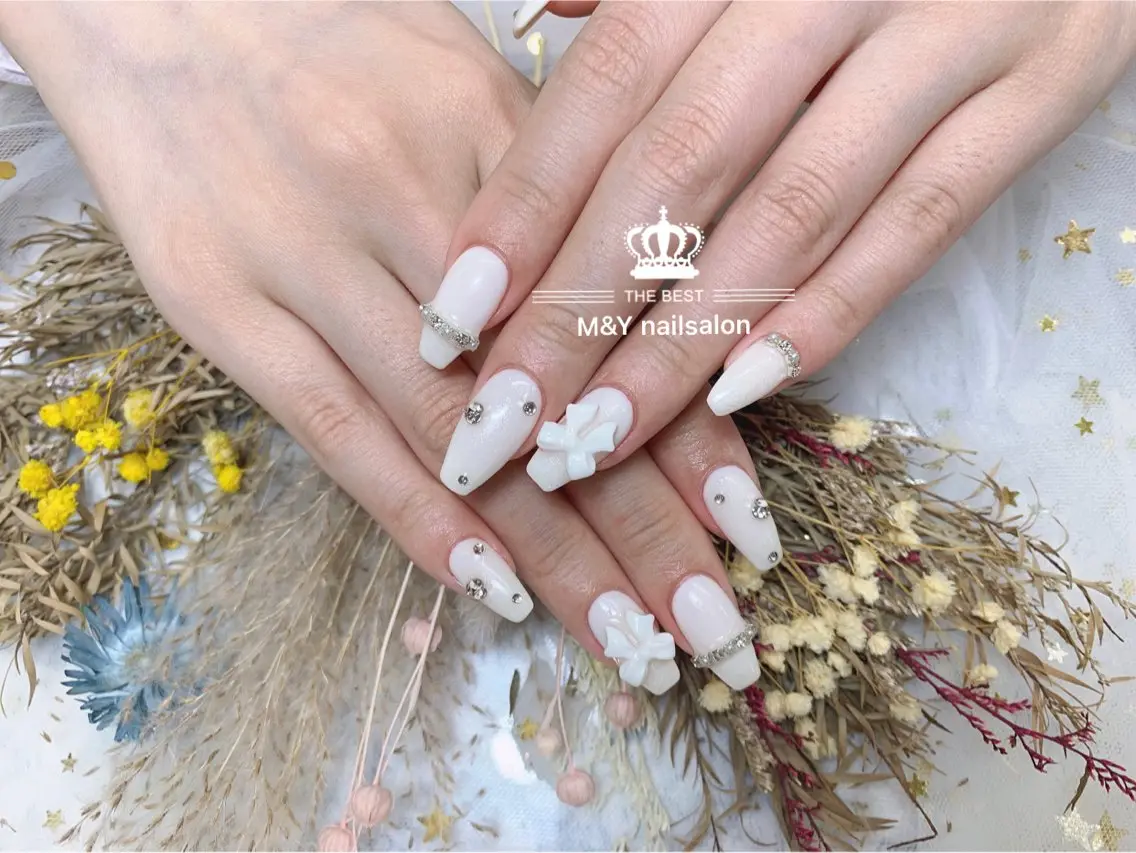 ネイル リボン ハンドネイル ハンドケア Lumiere Beauty池袋のネイルデザイン