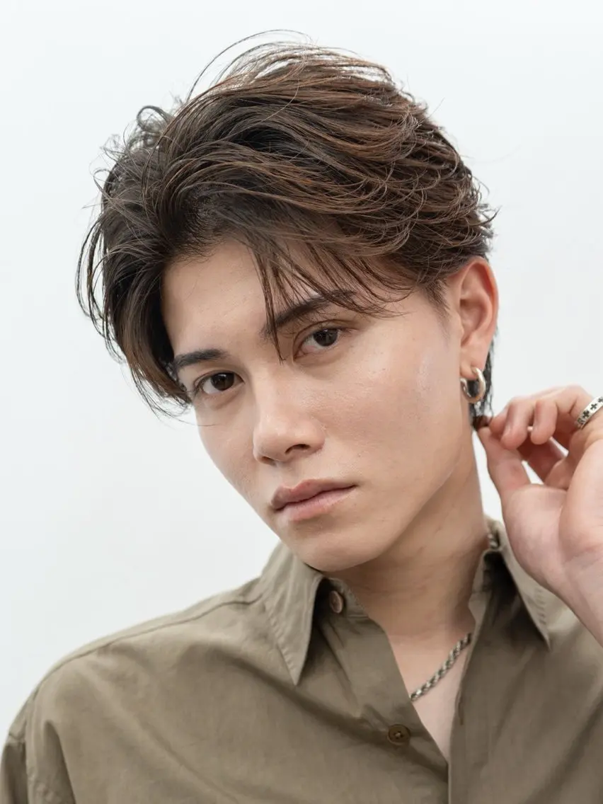 ショート パーマ メンズ フェザーパーマ メンズパーマ カット パーマ fifth_ 海空 mikuのヘアスタイル