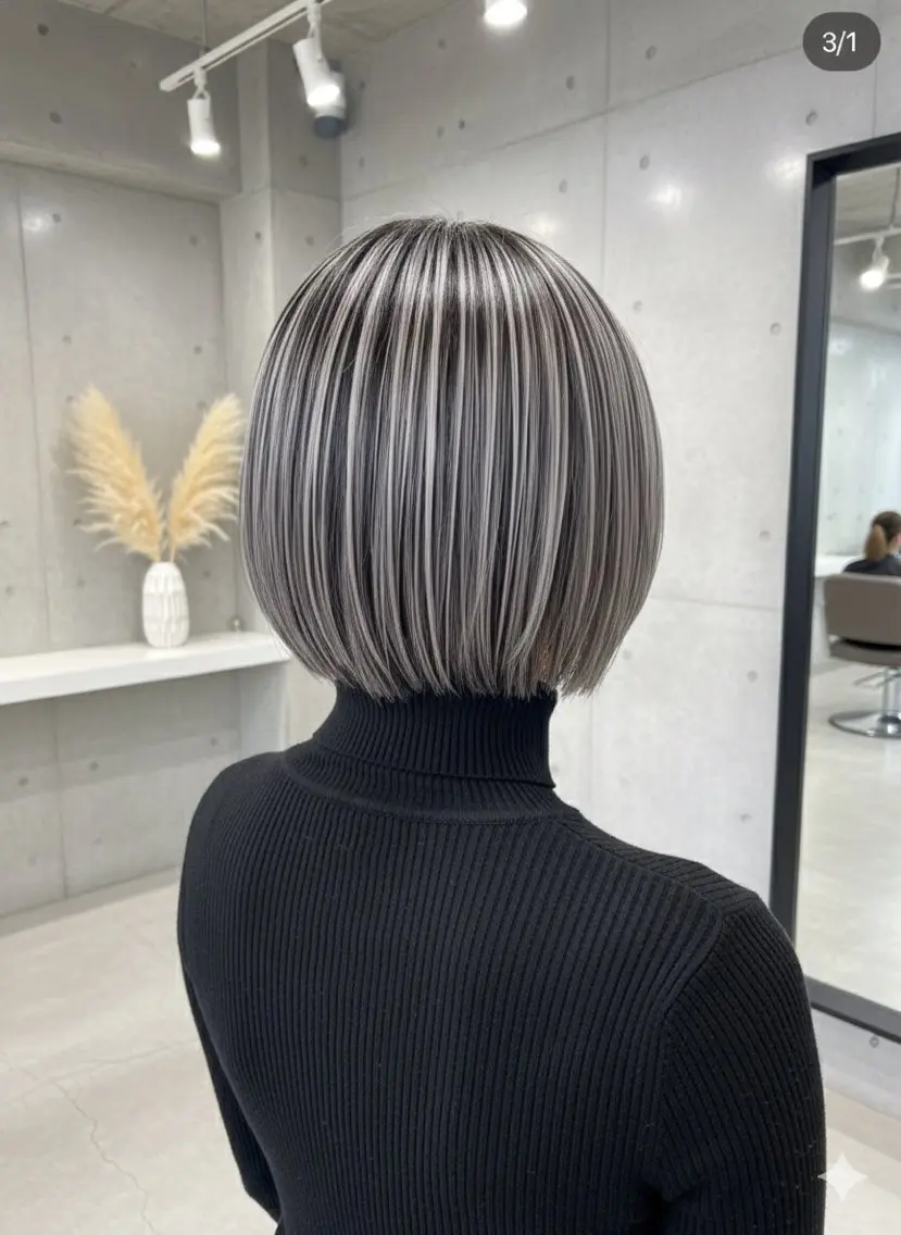 【透明感MAX】大人ボブの外国人風シャドールーツカラー✨最高級ケアブリーチ使用✨の写真