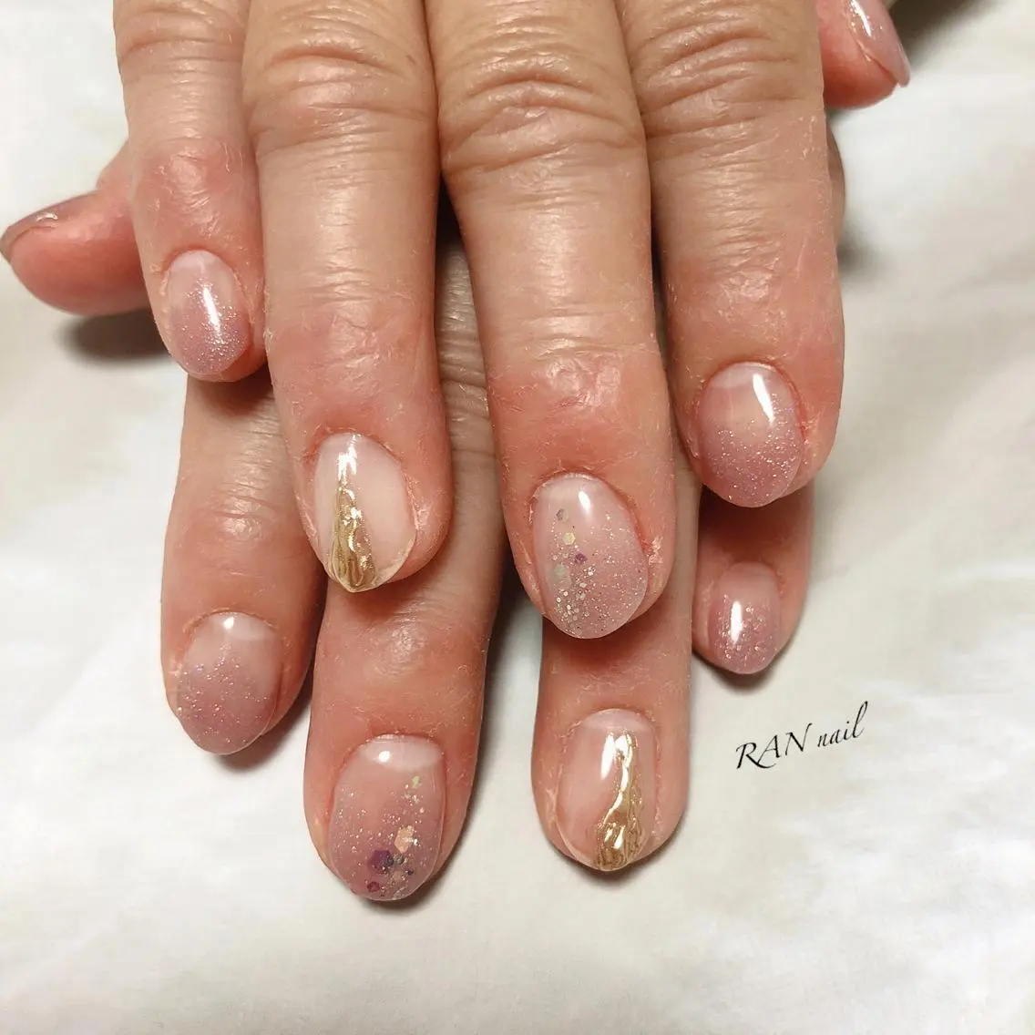 ネイル アートネイル フットネイル フレンチネイル キラキラネイル ラメ(グリッター) RAN nailのネイルデザイン