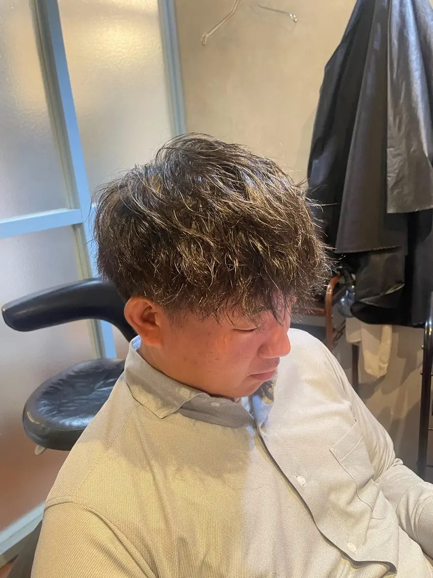 パーマ メンズ メンズパーマ カット パーマ ヘアセット 心斎橋/メンズ /ルレイル/地形真希のヘアスタイル