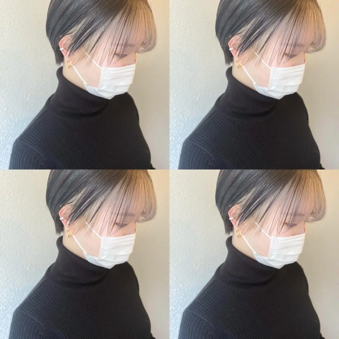ミディアム カラー ヘアアレンジ ベージュカラー ブリーチ インナーカラー カット ヘアカラー トリートメント 竹内啓太 ボブのヘアスタイル
