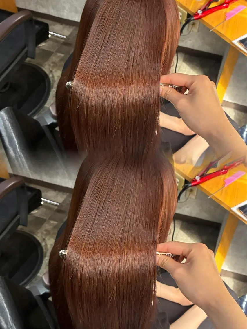 ミディアム ヘアカラー トリートメント 髪質改善/艶カラー /エクステ✝️サクラのヘアスタイル