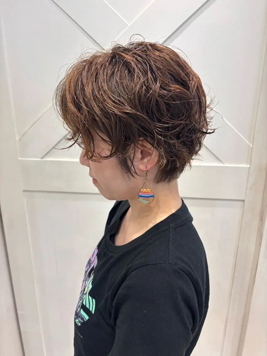 ショート パーマ カット パーマ ゆるふわパーマ🌼 アレンジ🌼リョウカのヘアスタイル