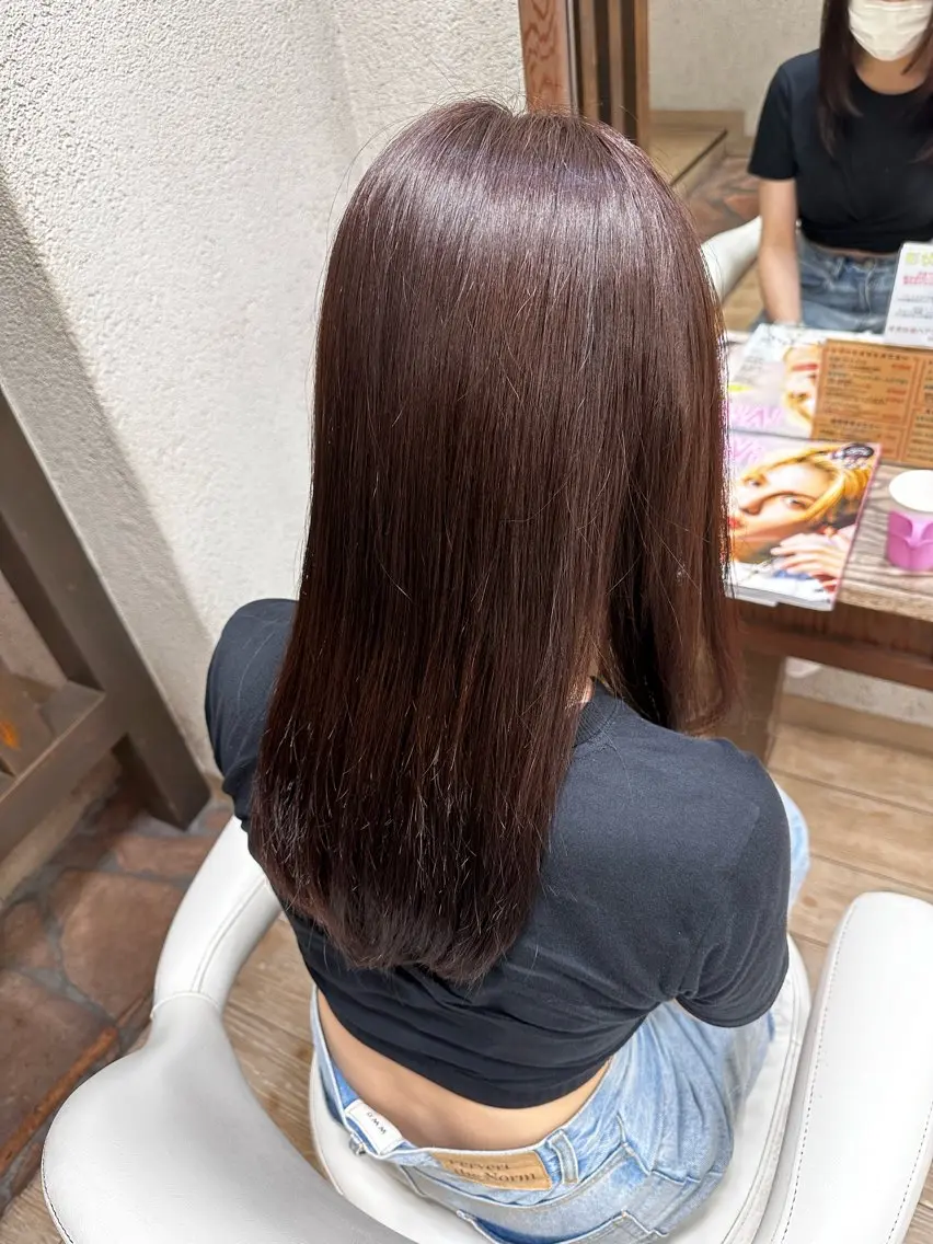 セミロング カラー ブラウンカラー ピンクカラー ピンクブラウン カット ヘアカラー トリートメント 阿部 美咲のヘアスタイル