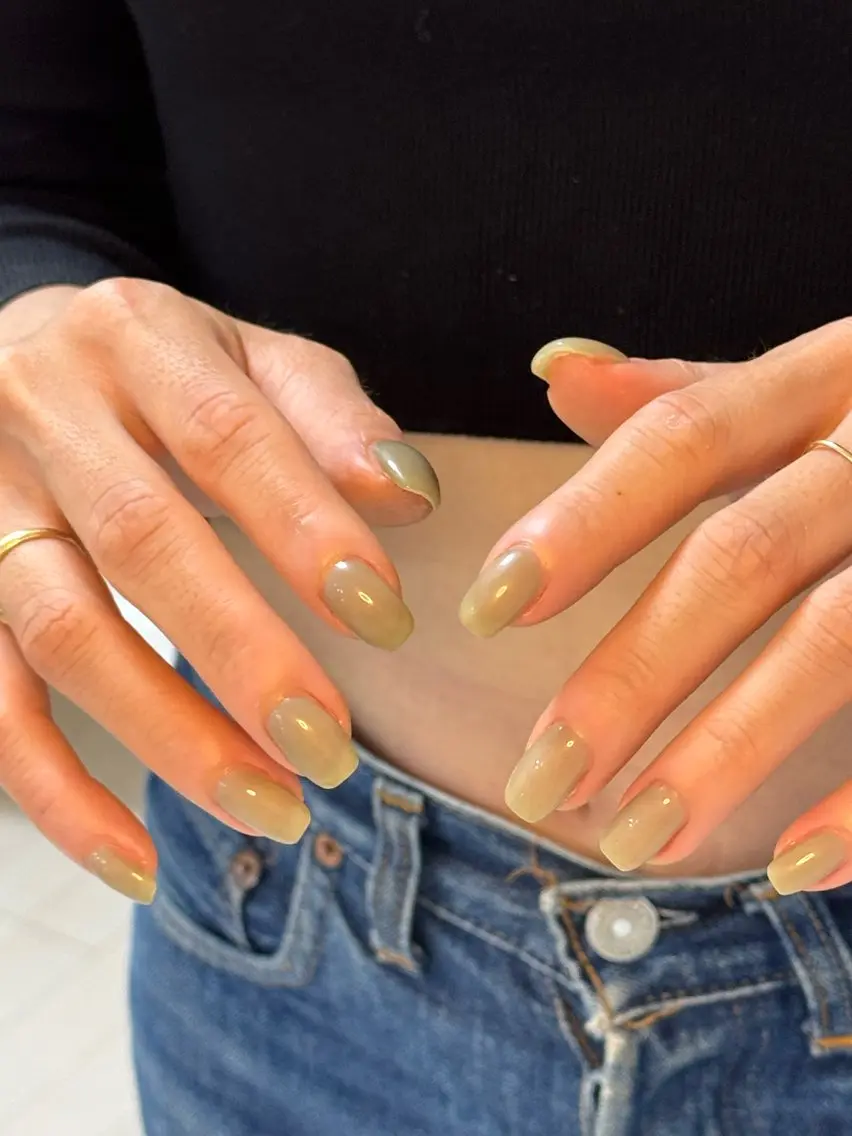 ネイル アートネイル オーロラネイル チークネイル フレンチネイル ガラスフレンチ ハンドネイル 🎀🎀YooLi Nail Salonのネイルデザイン