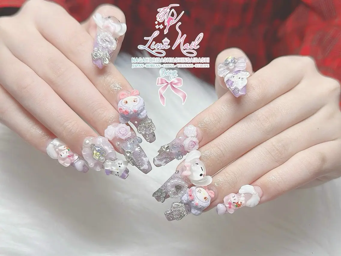 セミロング 韓国風ヘア クリスマス Linanail Nambaのネイルデザイン