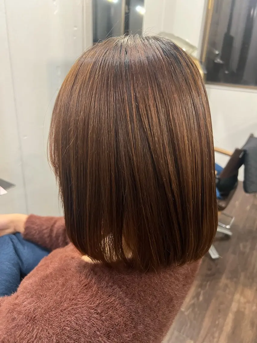 ミディアム ハイライト 縮毛矯正 トリートメント terra🌈大久保 睦美のヘアスタイル