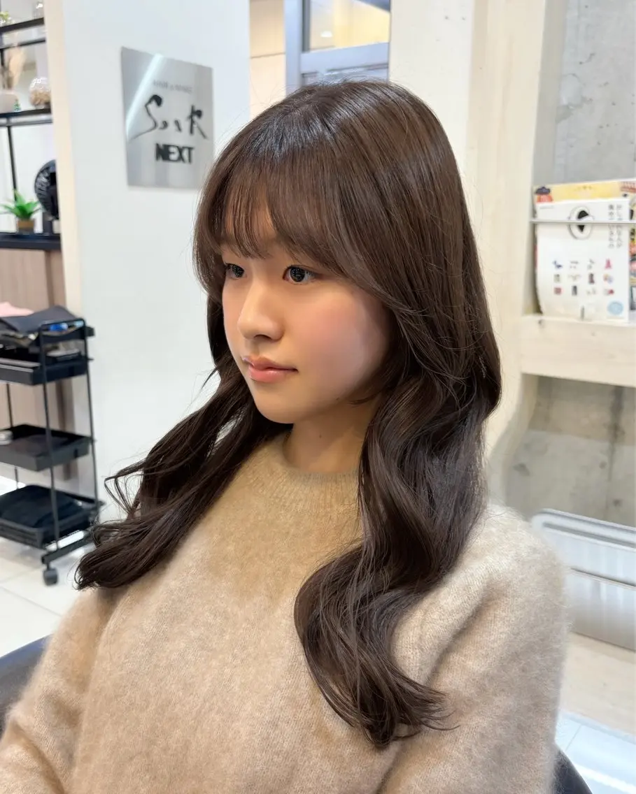 セミロング カラー ヘアカラー トリートメント 透明感カラー/ くびれヘア/館岡俊平のヘアスタイル