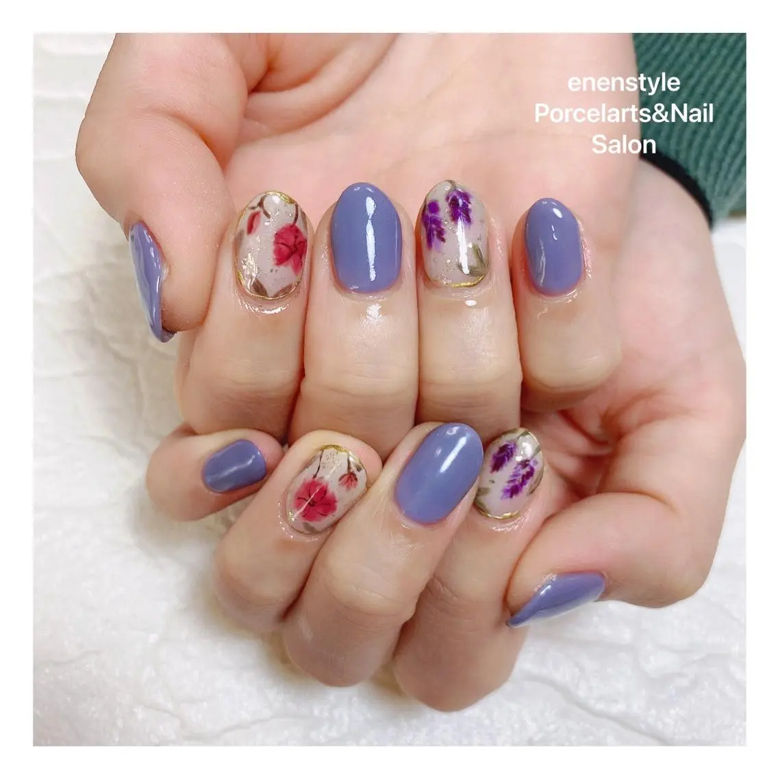ミディアム ネイル ハンドネイル 🐾enen style 🐾のネイルデザイン