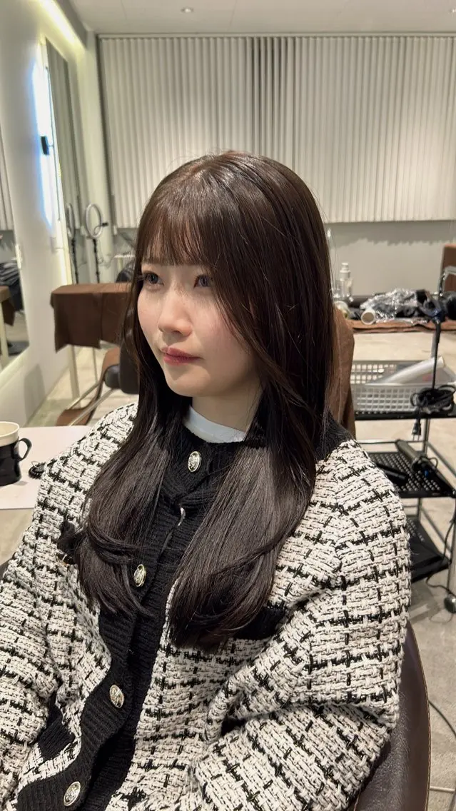 ミディアム カラー 髪質改善ストレート 中林優太のヘアスタイル