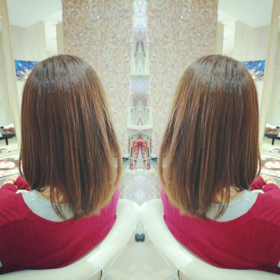 セミロング カラー 透明感カラー イルミナカラー 社内カット講師・店長 菅原賢一のヘアスタイル