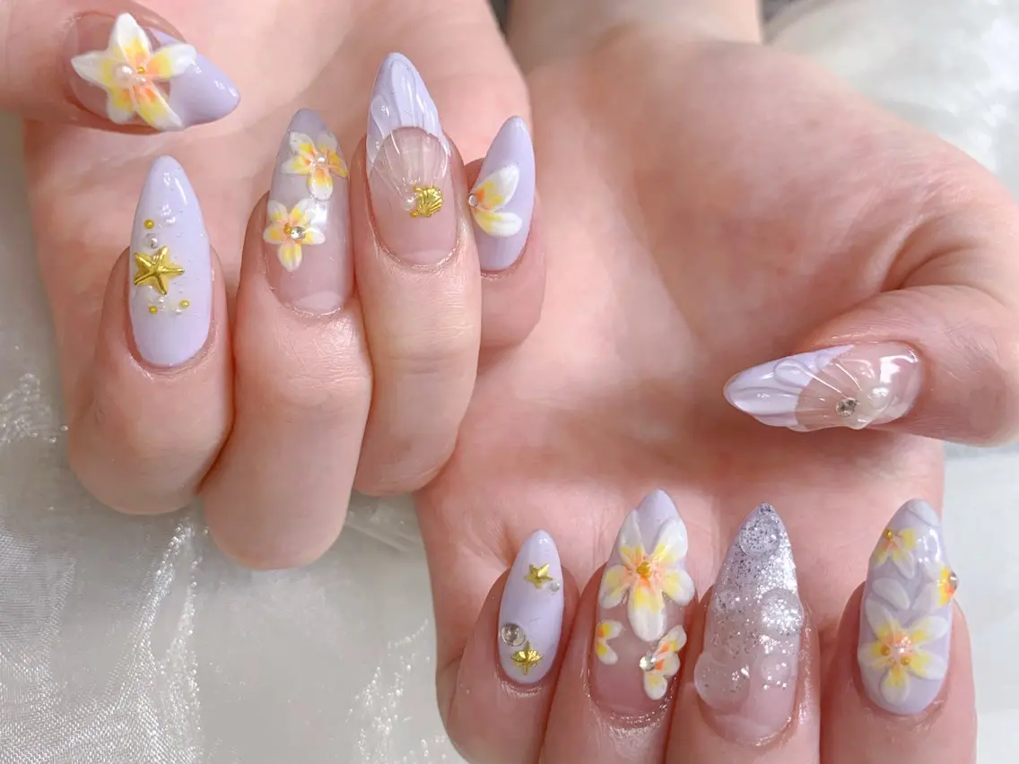 ネイル アートネイル ぷっくりネイル 夏ネイル ハンドネイル Mai Koネイルのネイルデザイン