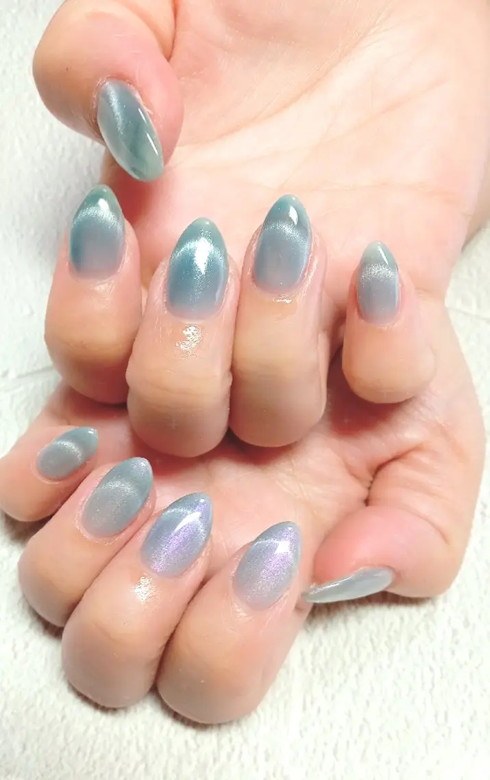 ネイル ハート キラキラネイル マグネットネイル ビー玉ネイル オフィスネイル ハンドネイル flure de neige yukiのネイルデザイン