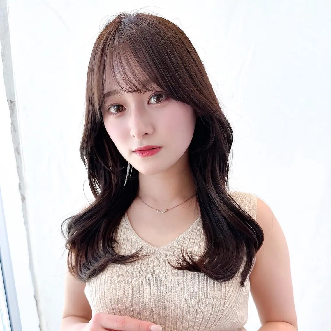セミロング カラー ベージュカラー ブラウンカラー ブラウンベージュ くびれヘア 顔周りカット 顔周り/くびれヘア 韓国ヘア💕風間るなのヘアスタイル