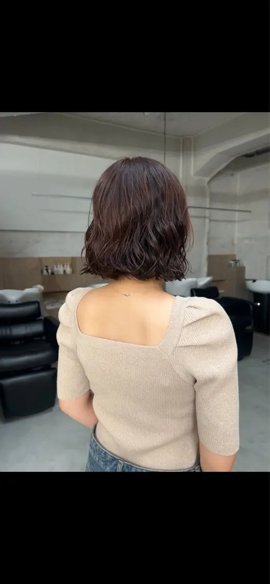 パーマ ボブ パーマ あやの/大阪ブリーチ カラー/パーマのヘアスタイル