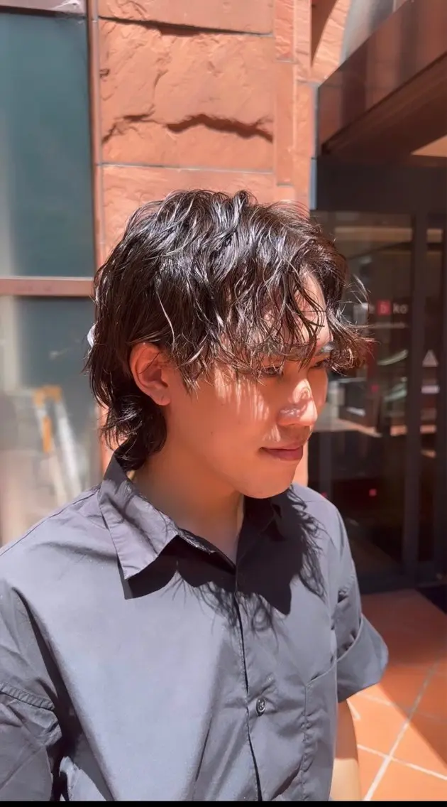 ミディアム ミディアムパーマ カット パーマ 韓国メンズヘア 田城伶治のヘアスタイル