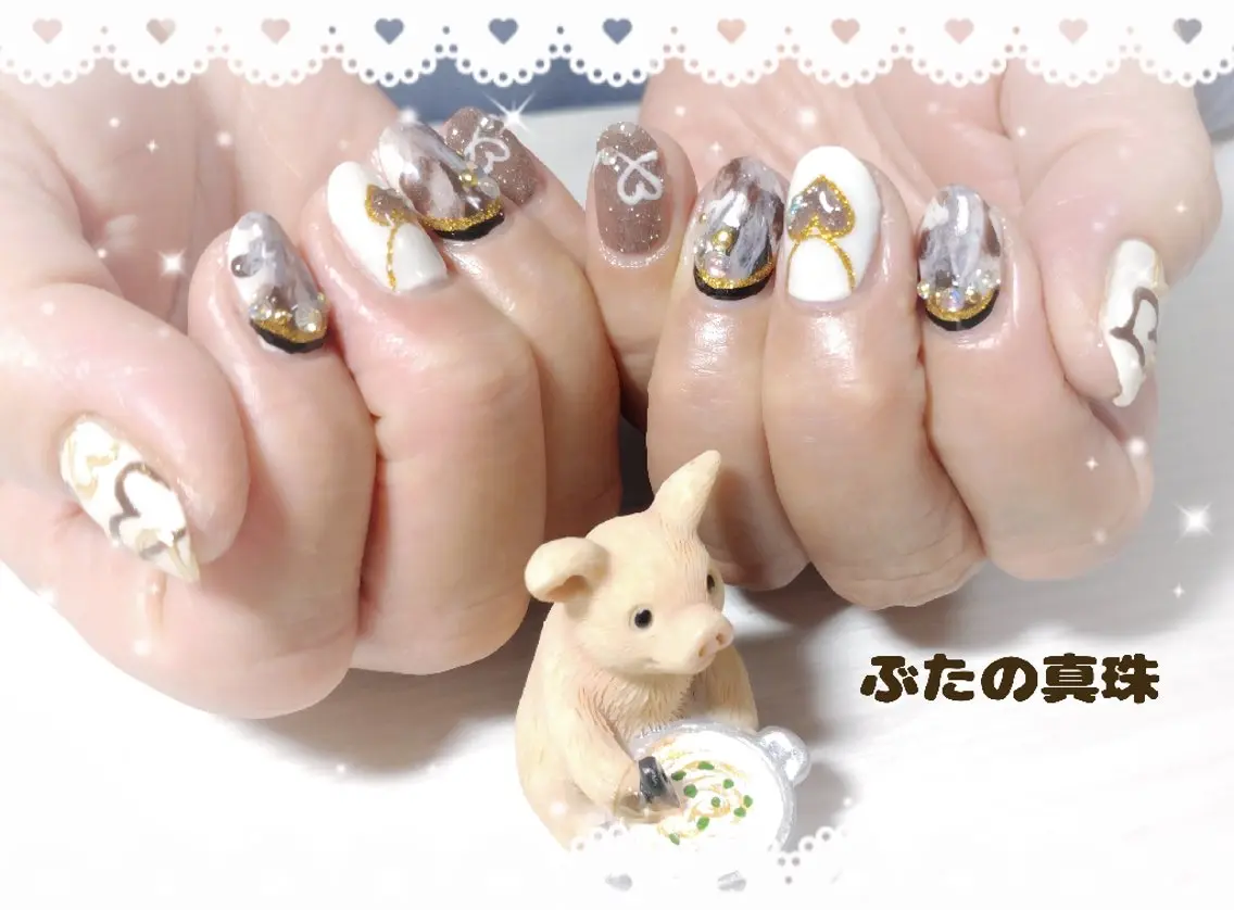 ネイル アートネイル ハート ハンドネイル 林 珠里のネイルデザイン