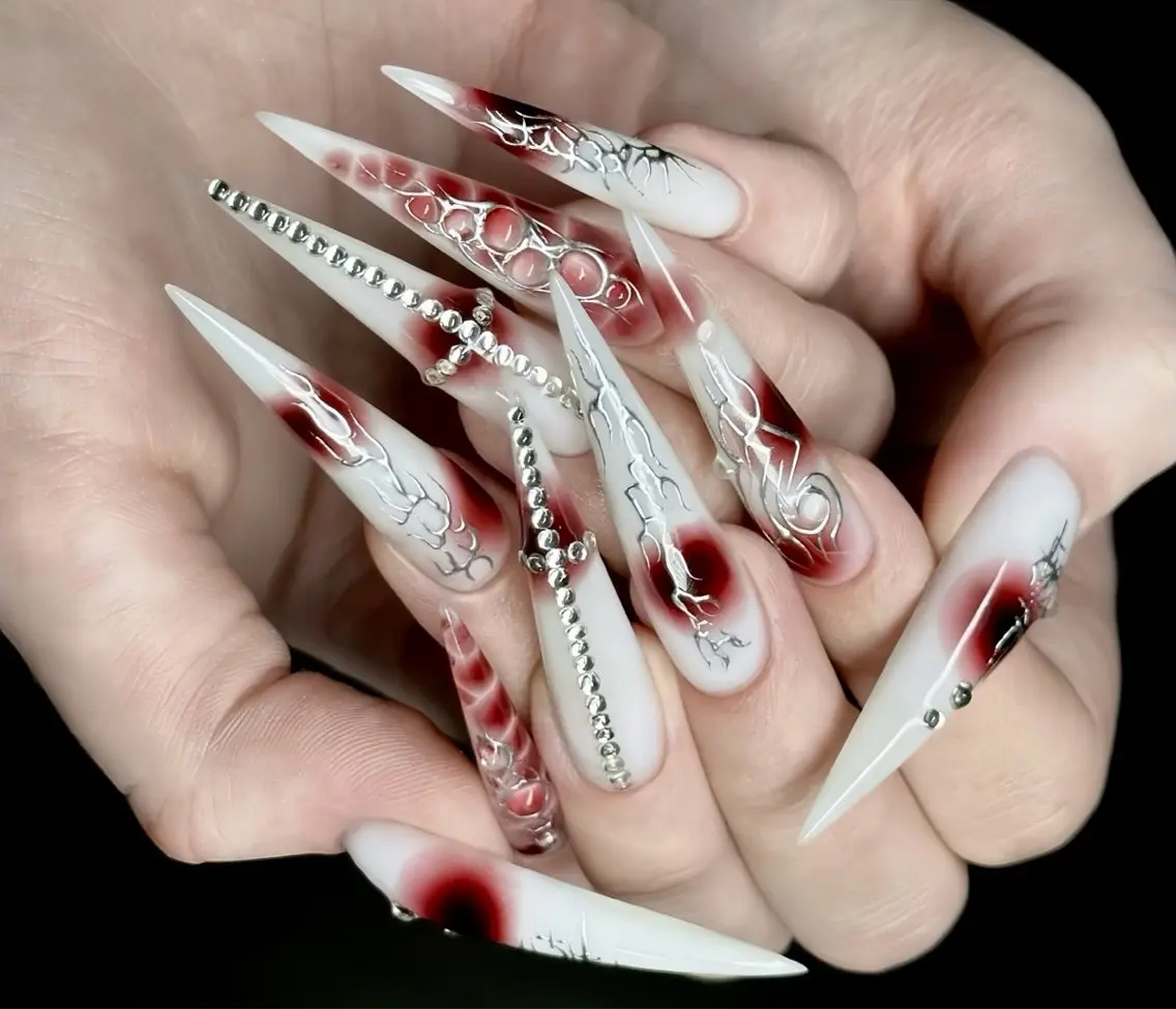 ネイル アートネイル ハロウィン ロングネイル スカルプネイル ネイルチップ ハンドネイル Rin Nail 新大久保店のネイルデザイン