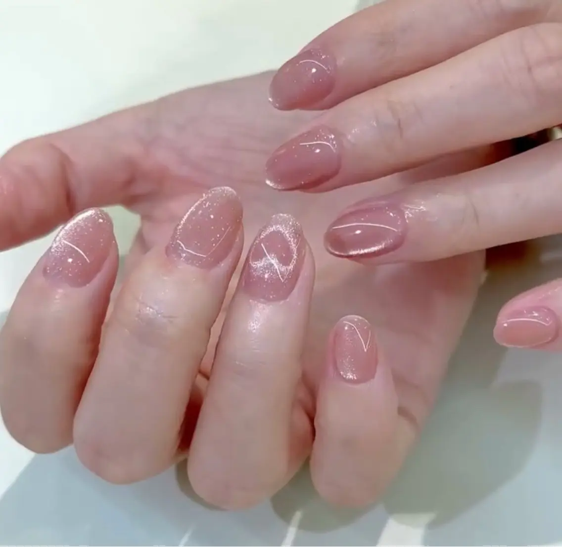 ネイル ハンドネイル 🎀PG🩵 ネイルサロンのネイルデザイン