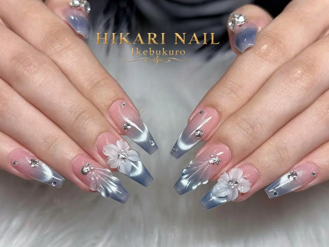 ネイル チークネイル 長さ出し フレンチネイル ガーリー ハロウィン ハンドネイル HikariNail Ikebukuroのネイルデザイン
