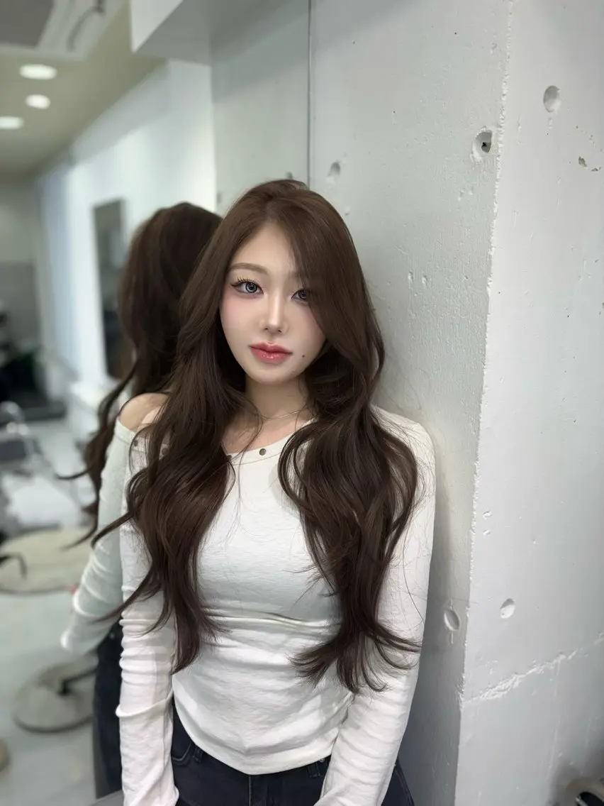 ロング ワンホンヘア 🤍𝑀𝐼𝐻𝑂のヘアスタイル