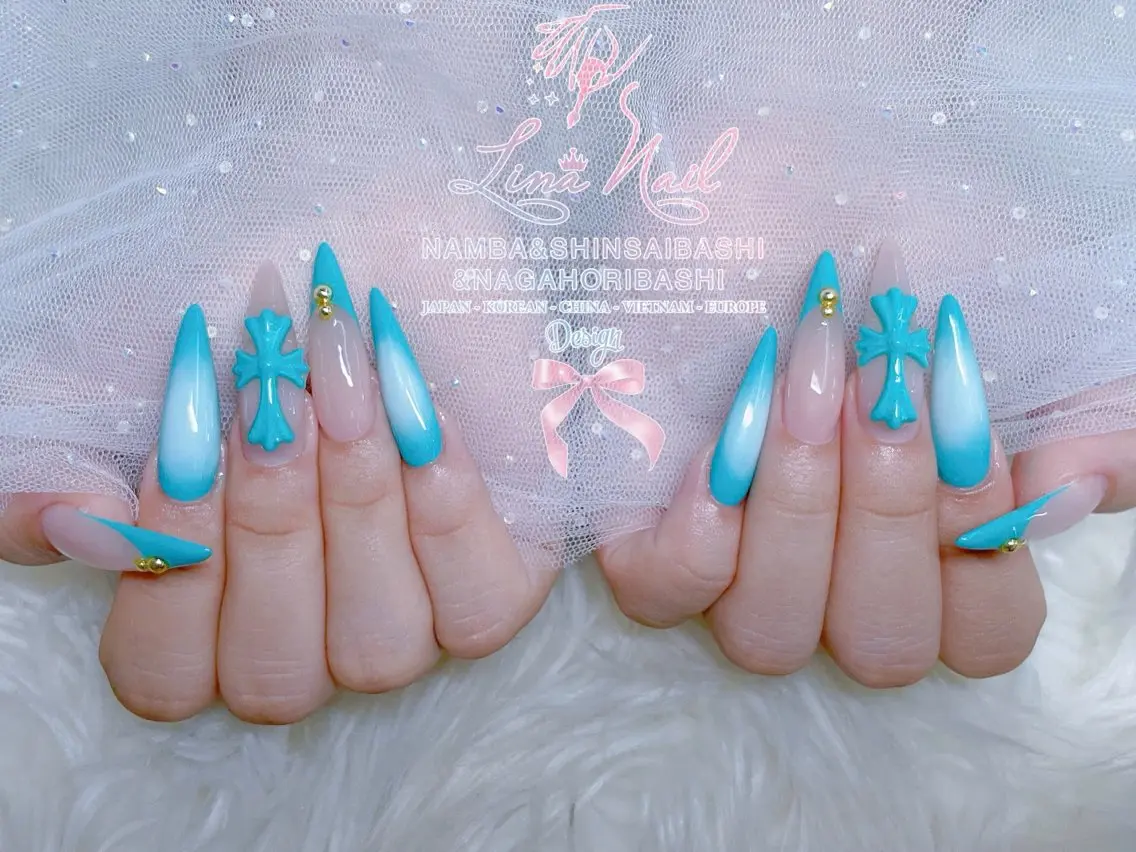 セミロング ハンドネイル Linanail Nambaのマツエク・マツパデザイン