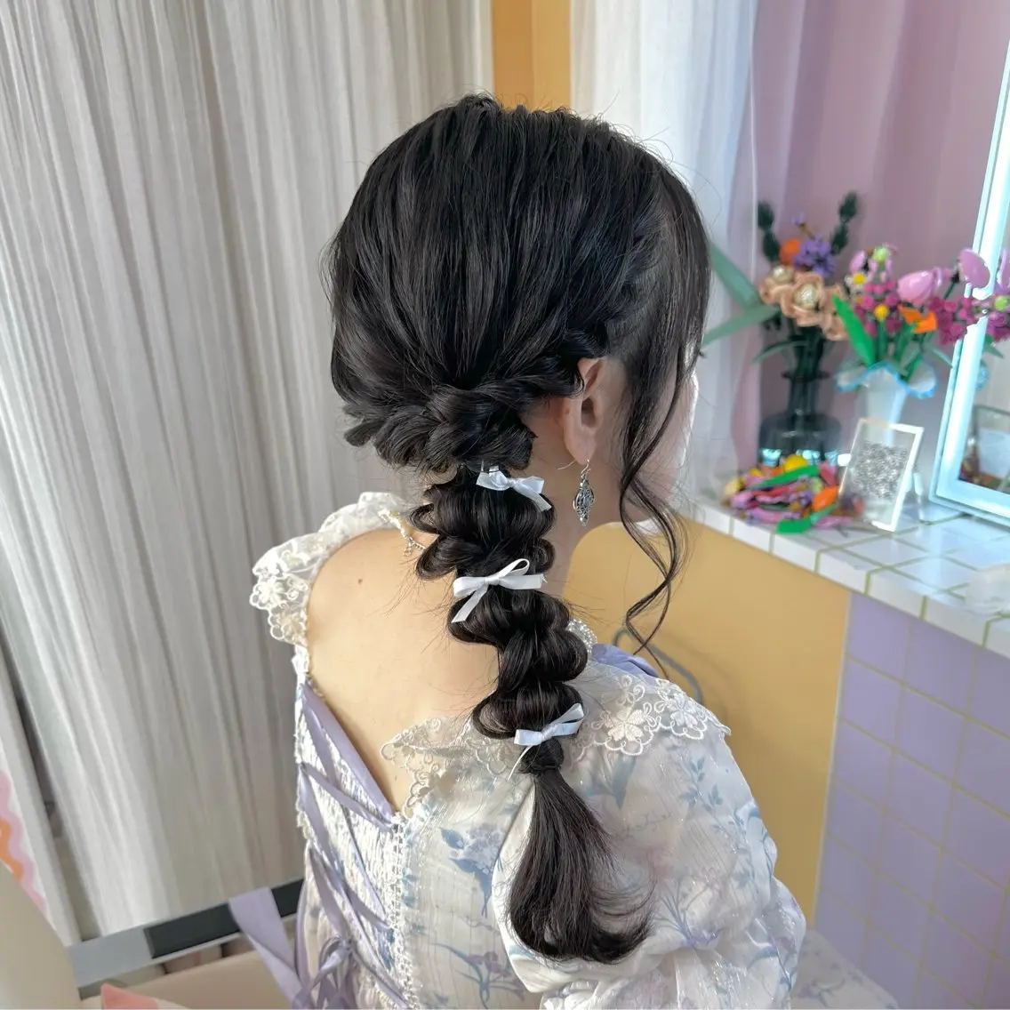 ロング ヘアアレンジ ポニーテール ヘアセット 美の間 杏寿 ヘアセットサロンのヘアスタイル