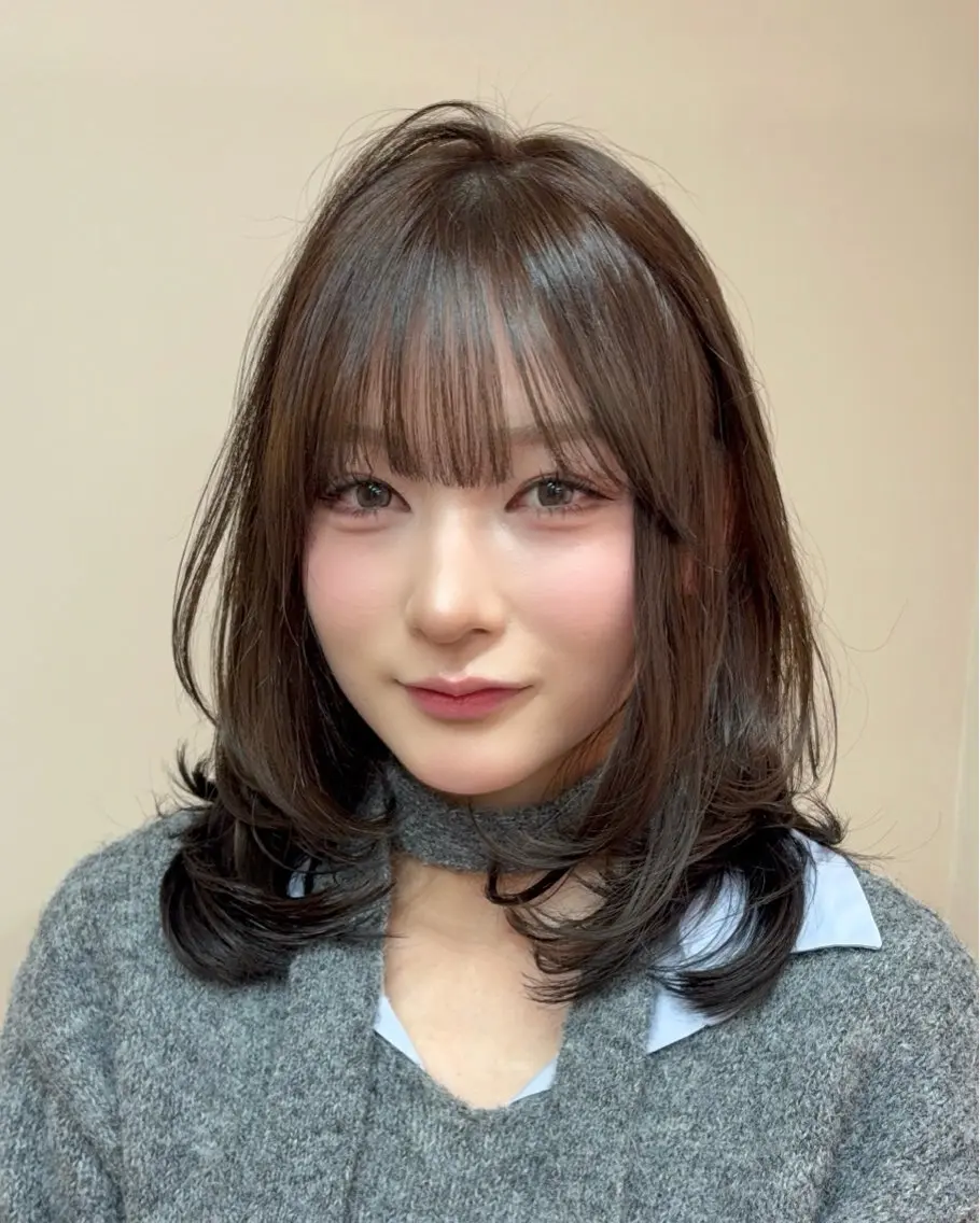 ミディアム カラー カット ヘアカラー トリートメント ヘッドスパ ヘアセット 似合わせレイヤー✨️ RIEのヘアスタイル