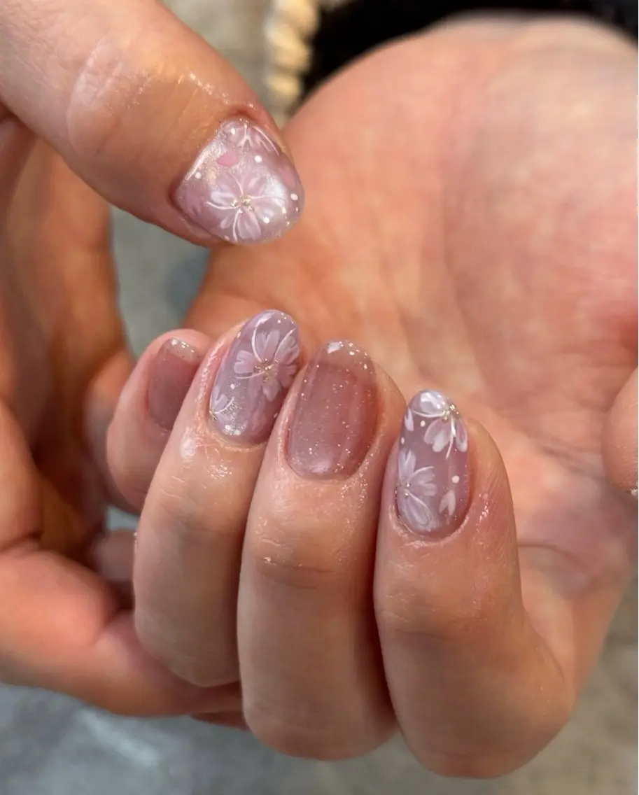 ネイル アートネイル 桜ネイル ハンドネイル Blé nailのネイルデザイン