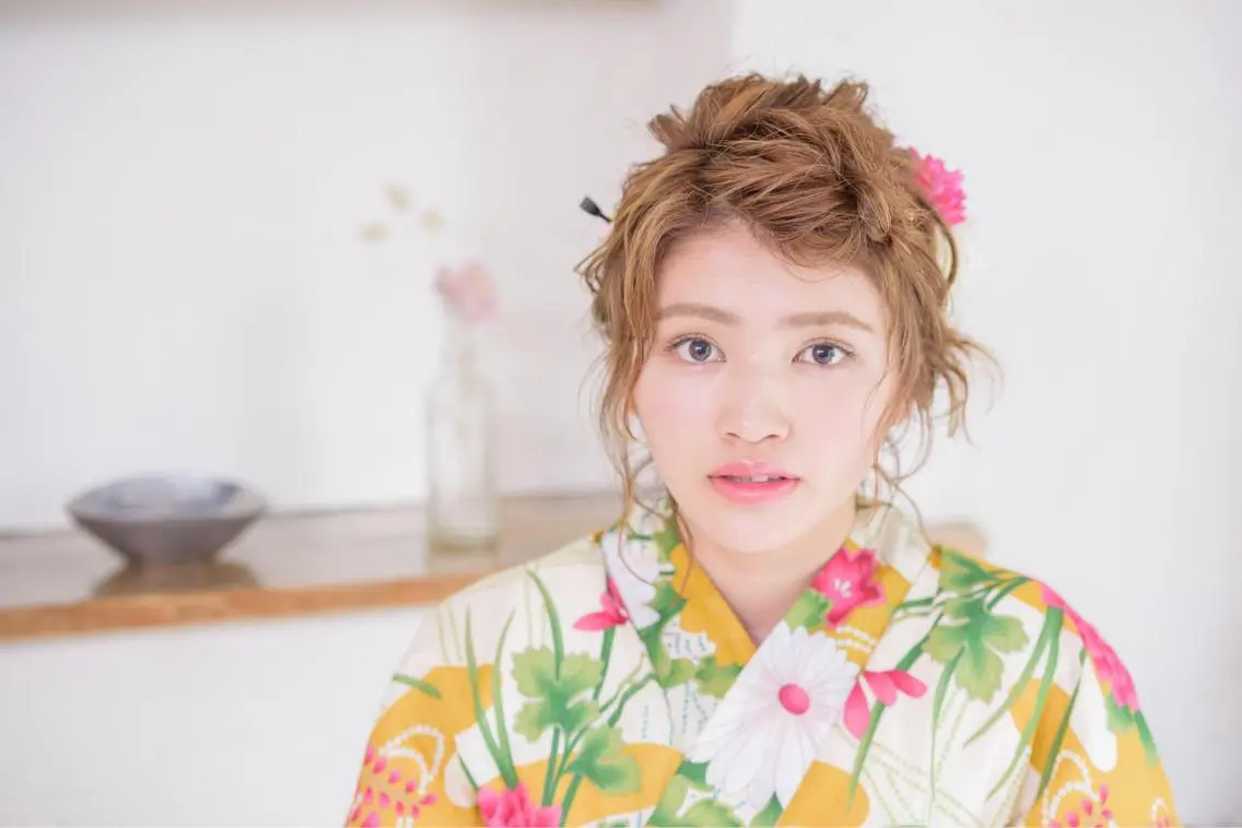 ミディアム カラー パーマ ヘアアレンジ 浴衣 可愛いを作る神 ナオヒロのヘアスタイル
