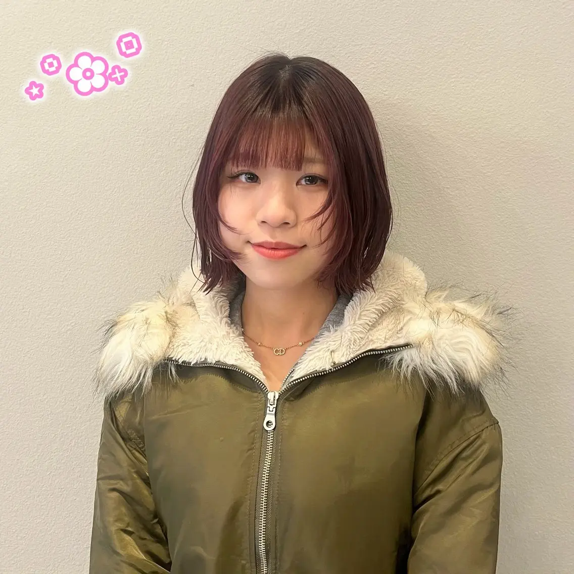 カラー ブラウンカラー レッドカラー ボブ カット ヘアカラー 顔周り/ガーリー /ヘアメ/あつはのヘアスタイル