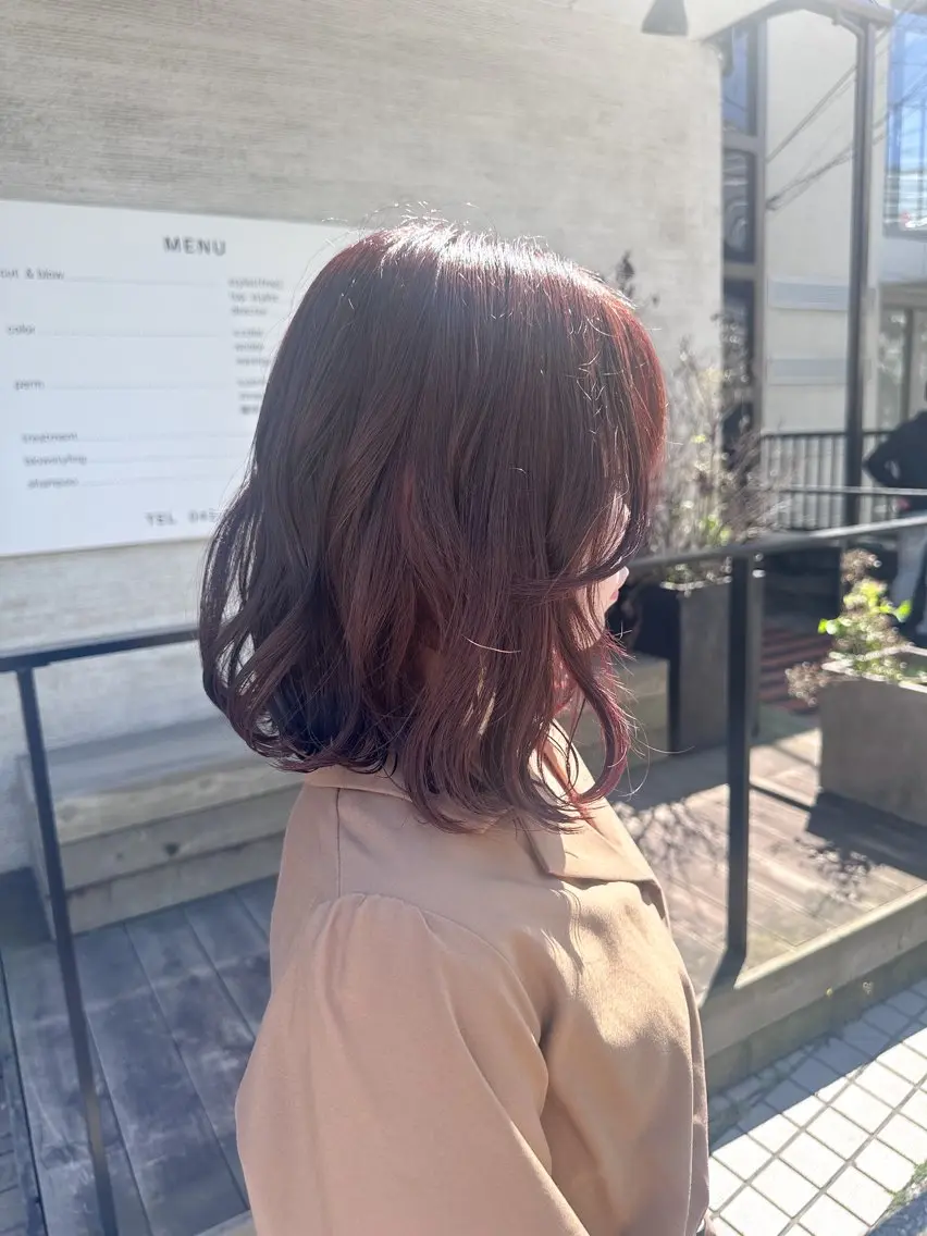 カラー ブラウンカラー ピンクカラー ヘアカラー トリートメント YUI.⋆𝜗𝜚 /レイヤー/ボブのヘアスタイル