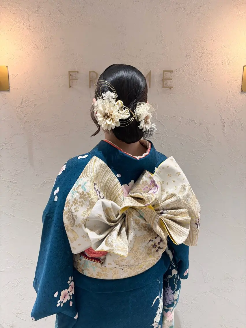 セミロング 浴衣 ヘアアレンジ🪽🎀 艶カラー/天王寺のヘアスタイル