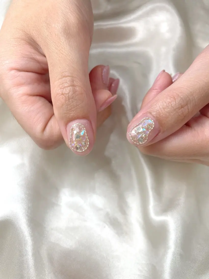 ネイル シンプルネイル ストーンネイル f. harukaのネイルデザイン