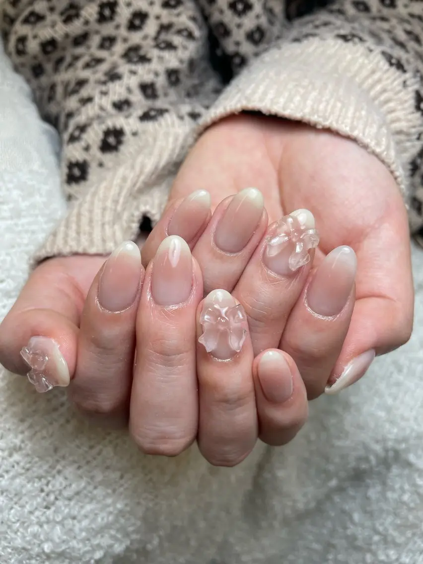 ネイル リボン ハンドネイル Hisaka Mikiのネイルデザイン