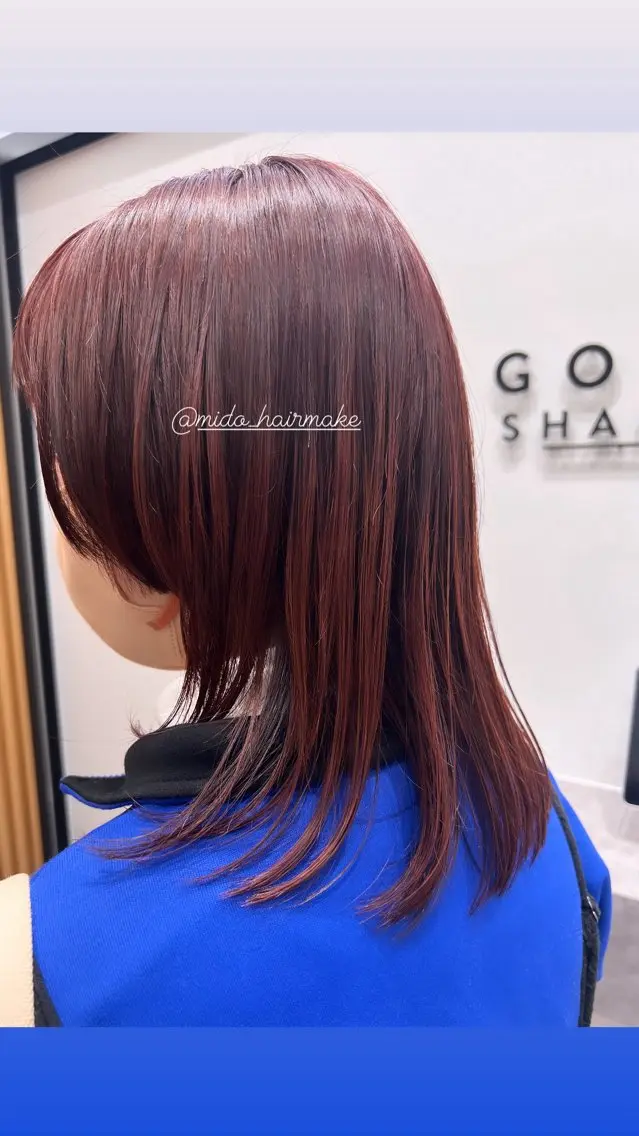 ミディアム カラー ピンクカラー レイヤーカット MIDORI ミドリのヘアスタイル