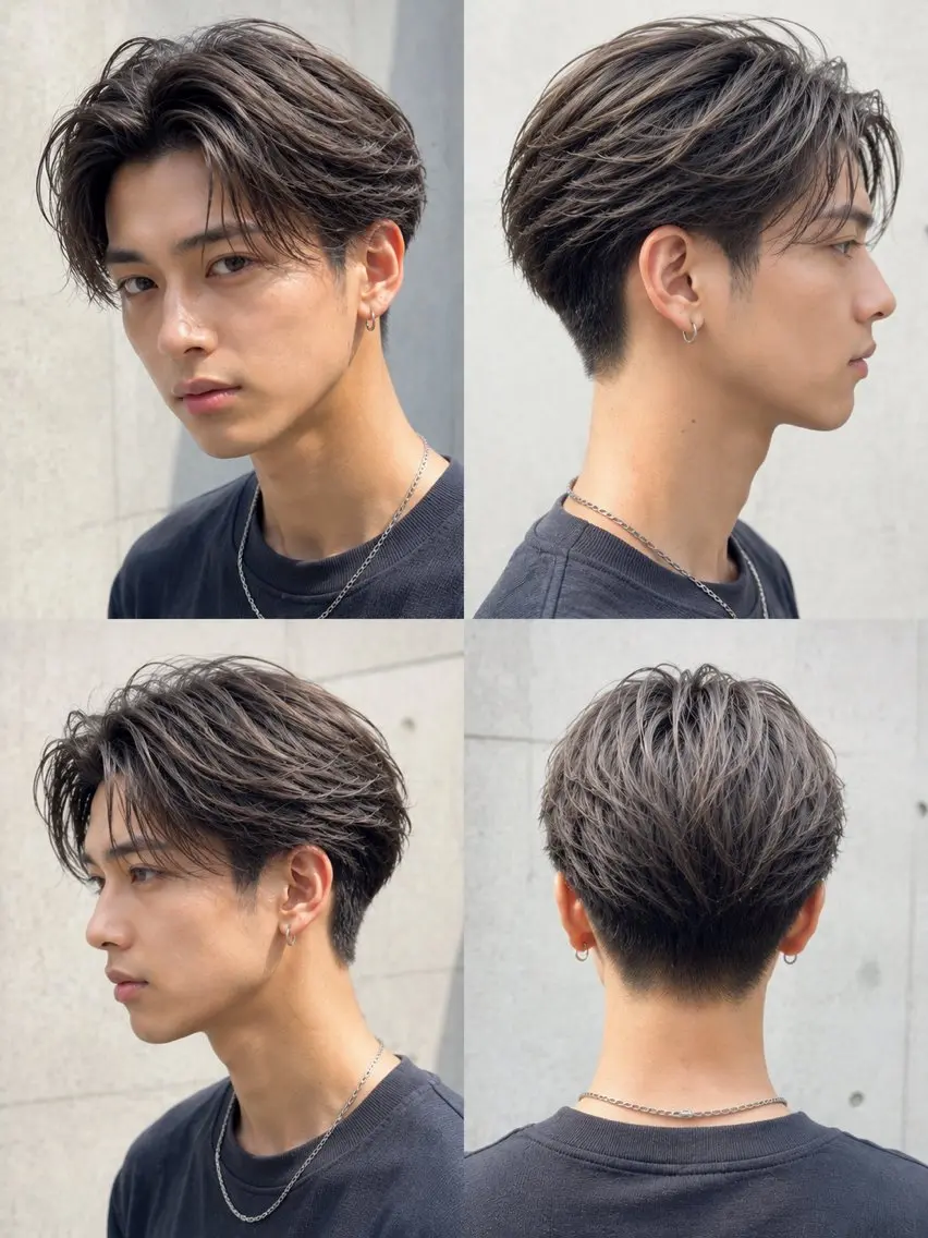 ミディアム カラー カット ヘアカラー 森本 礼二のヘアスタイル
